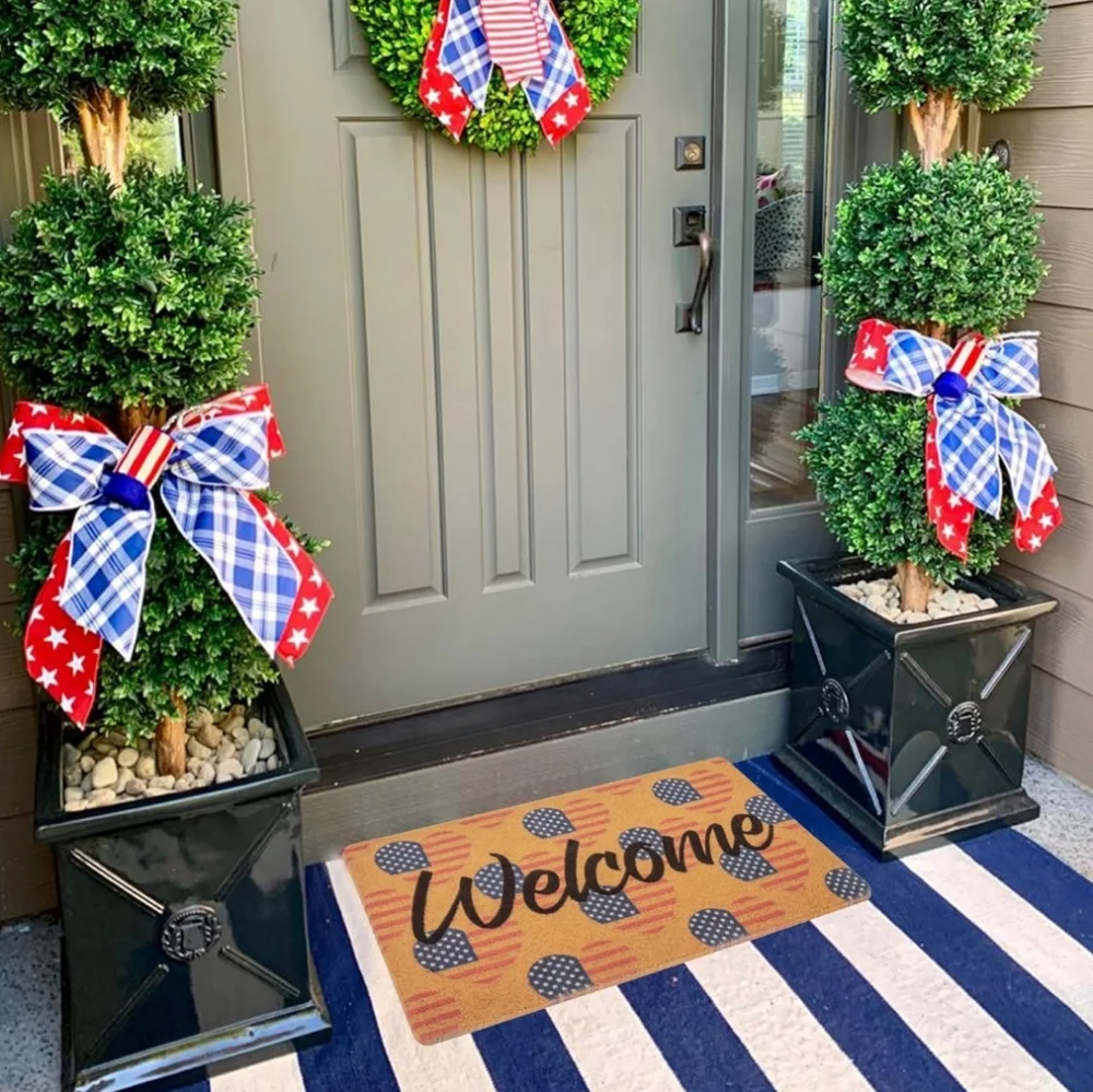 NWT patriotic USA flag hearts door mat floor mat welcome mat American flag